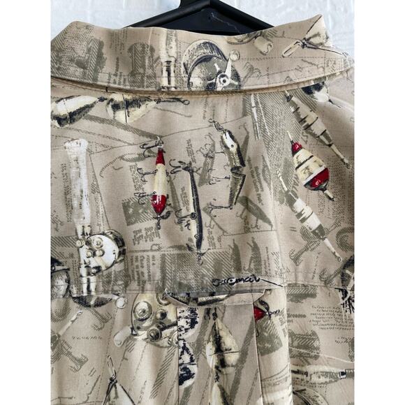 Bit & Bridle men's button up fishing motif short sleeve Large - Picture 8 of 9